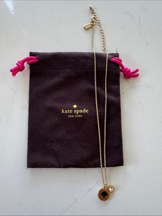 kate spade Jewelry - Kate Spade Gold and Black Pendant Necklace with Crystal Accent L: 20" NWOT